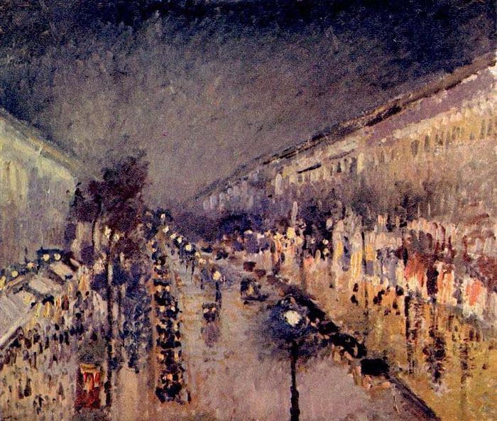 Camille Pissarro Boulevard Montmartre in der Nacht oil painting picture